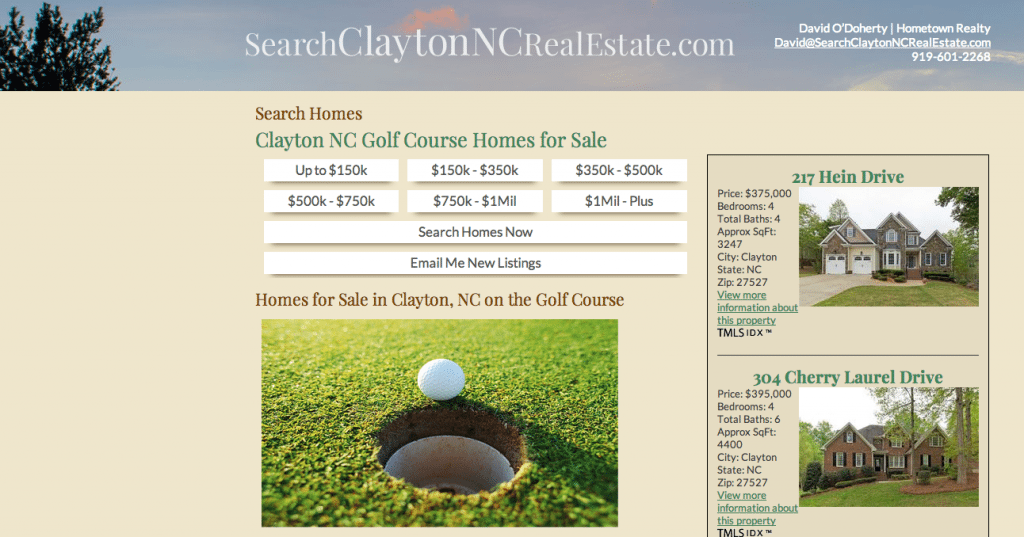 Search Clayton NC Golf Course Properties