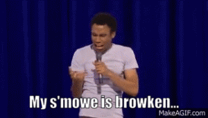 gif of Donald Glover talking about his cousin's crushed s'more