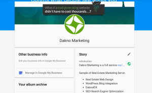 Dakno marketing google business about page