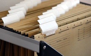 a file of brown hanging tab files